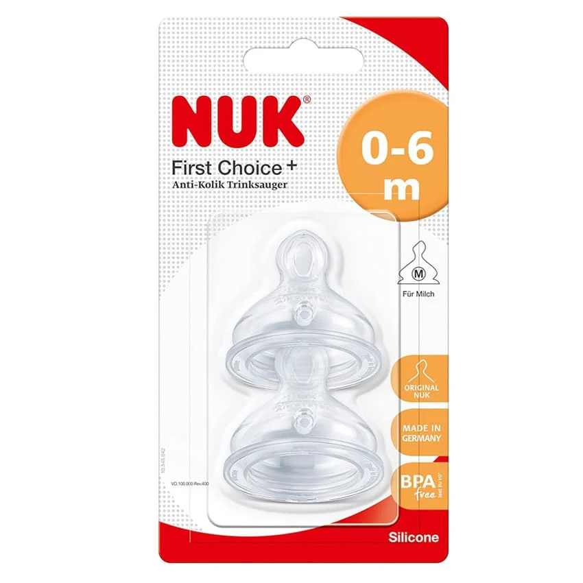 Nuk - First Choice+ Θηλή Σιλικόνης 0-6m Medium 2τμχ - Mamaspharmacy